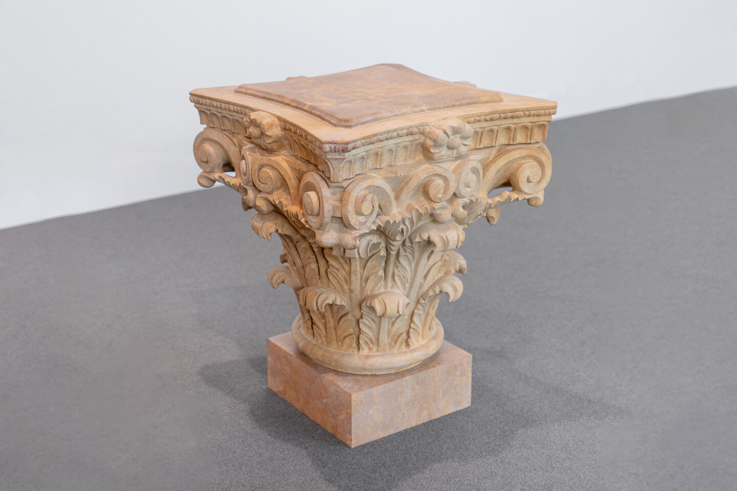 When the dust of conflict settles, 2025, hand carving on Jerashi-stone, 45 × 40 × 40 cm