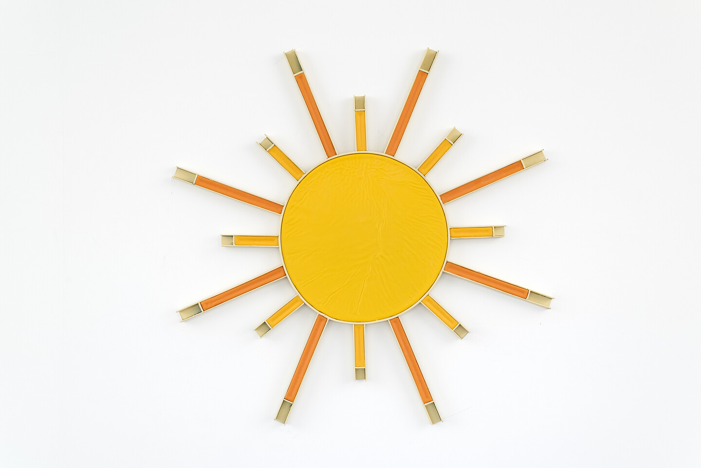 Sun, 2024, Beeswax, oil paint on iron and wood, ø 105 cm