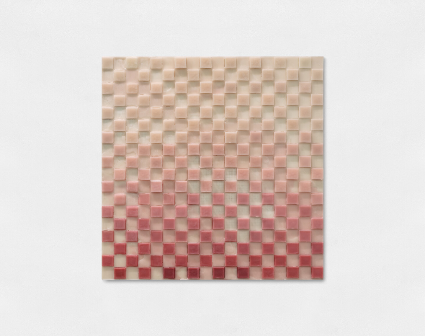 Checkers (Rose), 2019, Beeswax, concrete, 90 x 90 x 7 cm