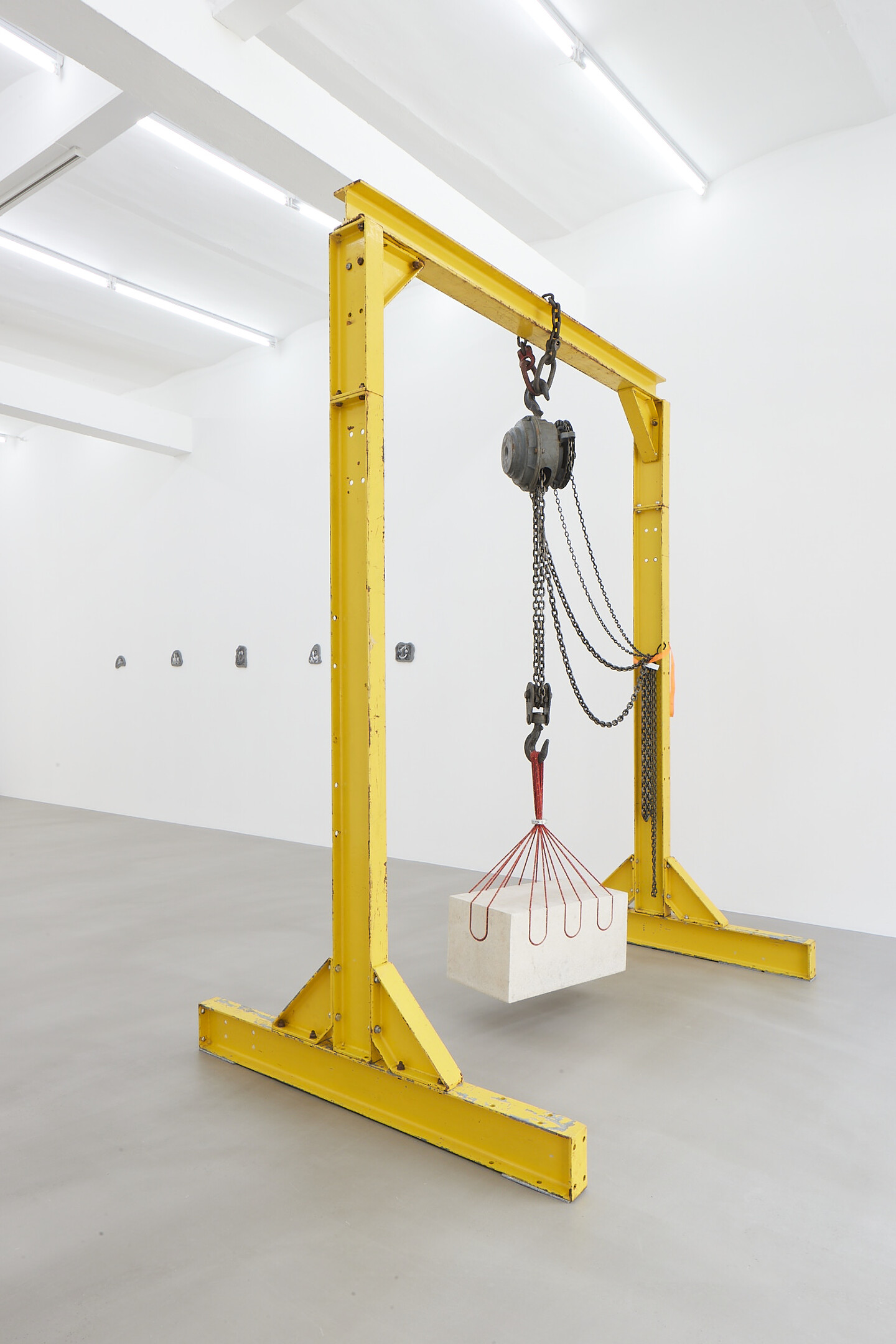 Akram Zaatari, Tabnit-Monolith, 2022, Spuma Limestone, Bchaaleh, North Lebanon, Crane, stone: 34 x 69 x 32 cm