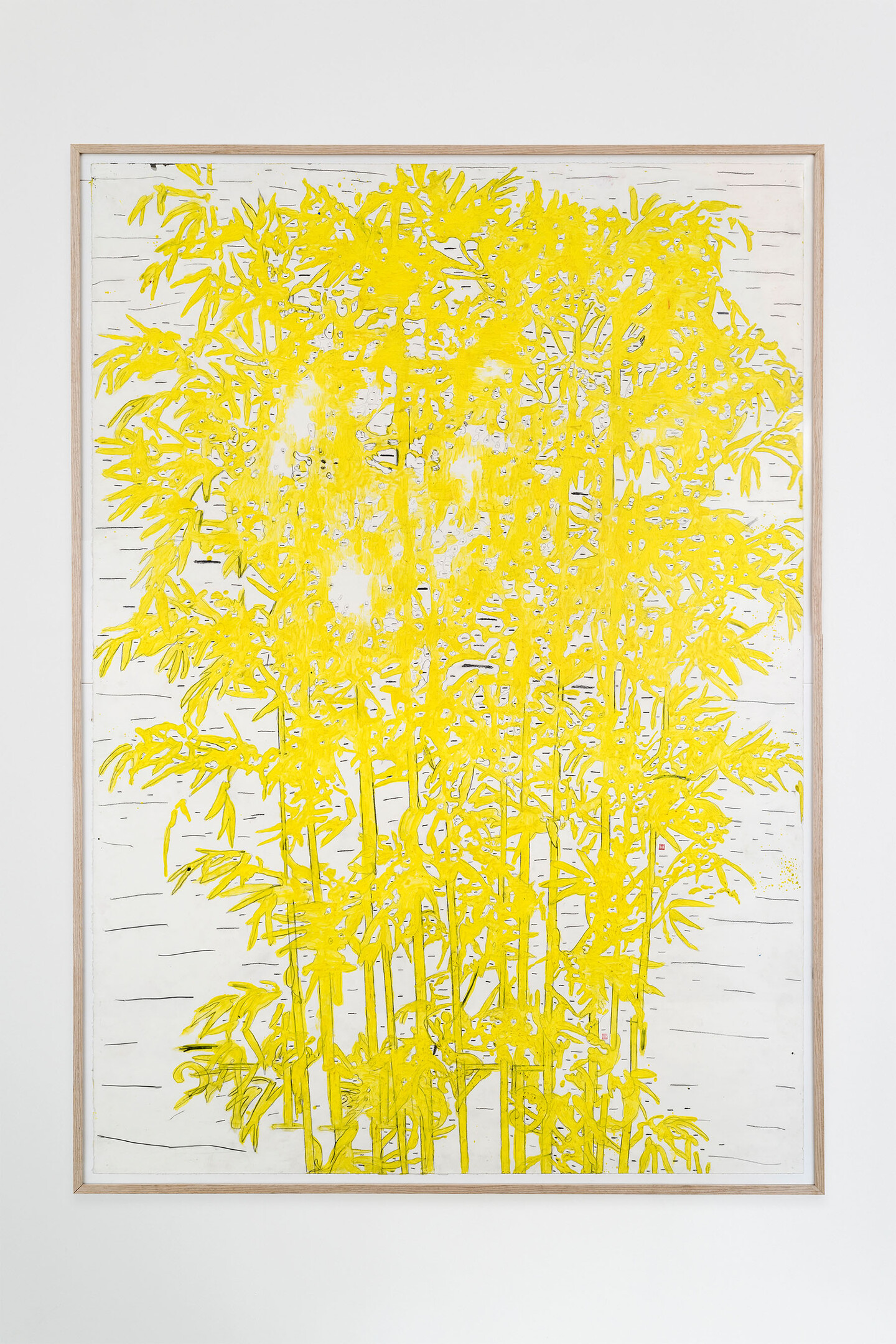 Ania Soliman, bamboo ISO9001 guangzhou qingyuan, 2019, Encaustic, pigment and pencil on paper, 209 x 140 x 4.3 cm