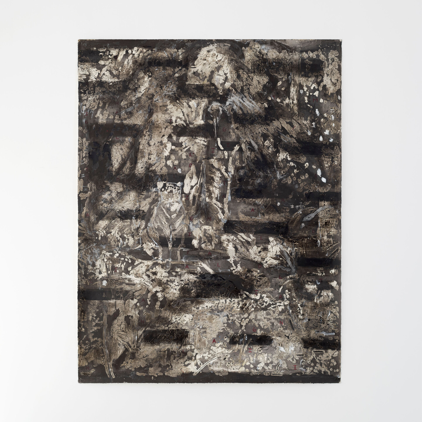 Ania Soliman, Terraform 9: (climax-ammonia, oyster-syllabi), 2021, Colored pencil, encaustic, acrylic ink on paper, 200 x 150 cm (unframed)