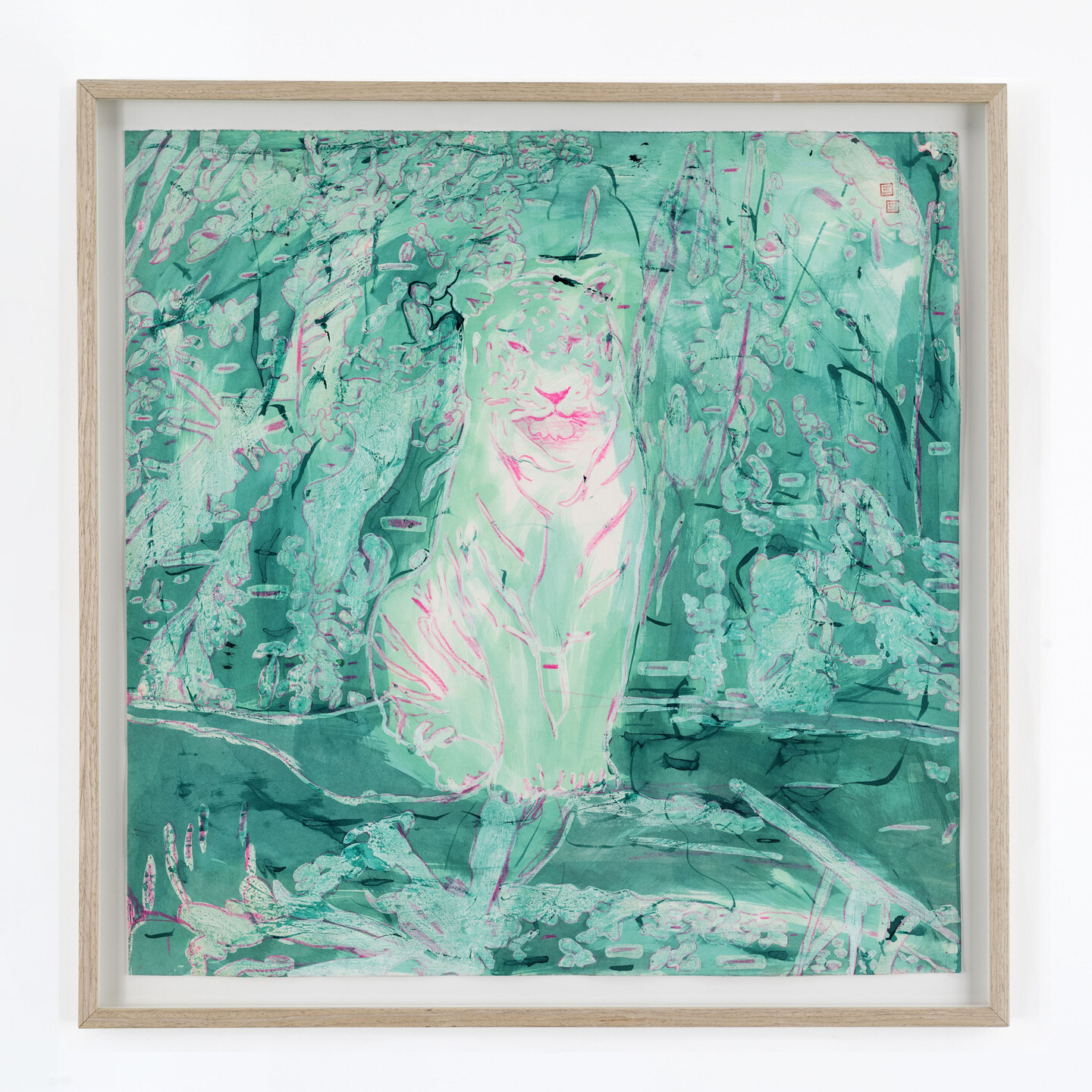 Ania Soliman, Terraform 5 (aloud-color, incoming-workmen), 2022, Colored pencil, encaustic, acrylic ink on paper, 70 x 70 cm