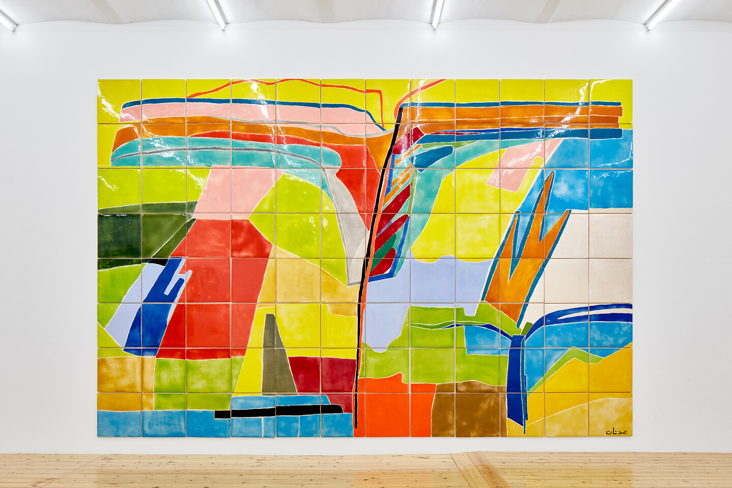 Untitled, 2020/2024, Ceramic mural 96 hand made ceramic tiles Based on draft number D99 of the catalogue raisonné, 96 tiles; each 40 x 40 cm; total: 320 x 480 cm x 2 cm