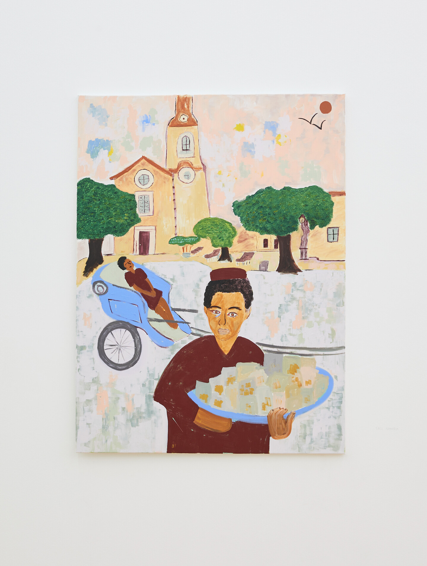 Cassi Namoda, Shafi School Boys Sell Patanikawa on Saturday in Ilha at Magic Hour, 2020, HI-STORYTELLING, Exhibition view Sfeir-Semler Gallery Hamburg 2021