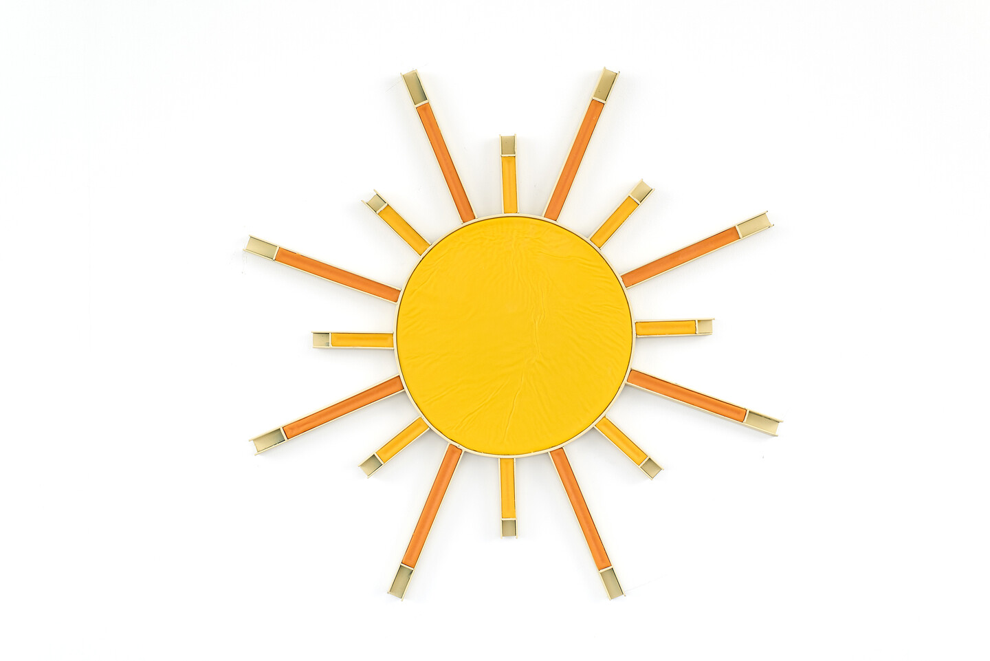 Sun, 2024, Beeswax, oil paint on iron and wood, ø 105 cm