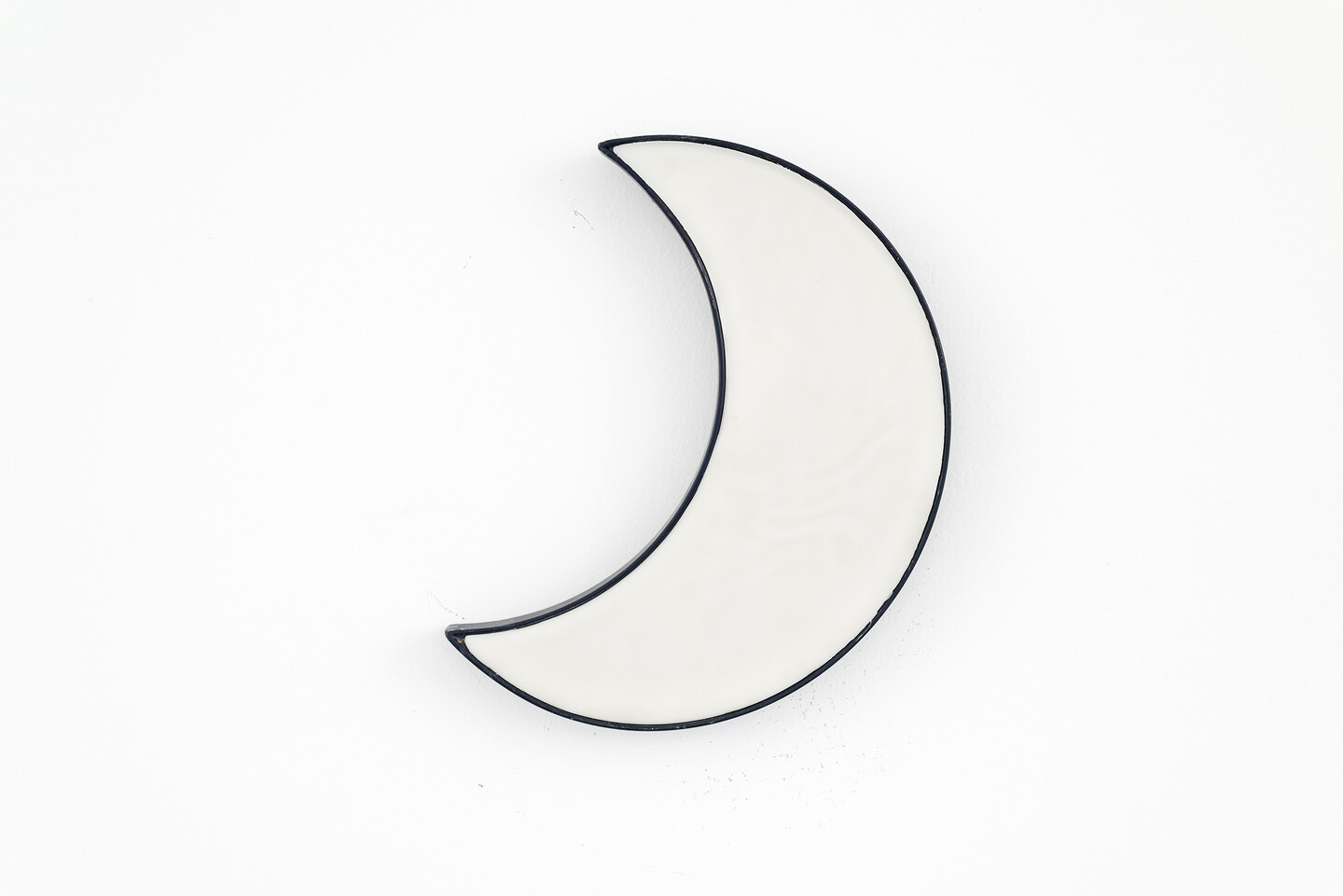 Moon, 2024, Beeswax, oil paint on iron and wood, 33 x 24 cm