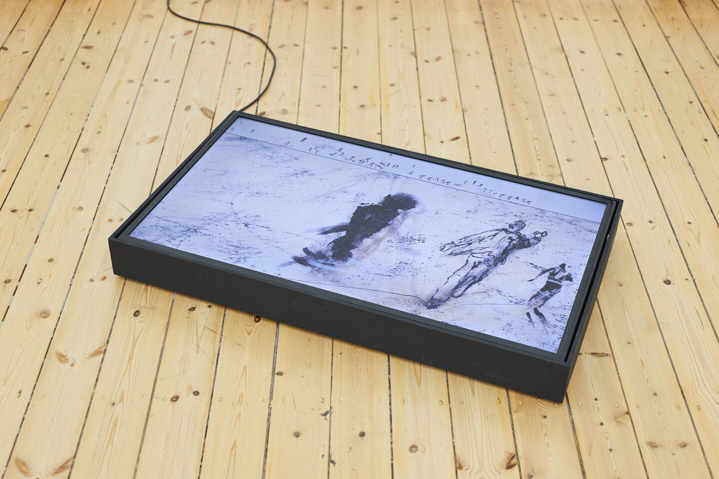 Rabih Mroué, Too close but yet inaccessible, 2021, 6min 51sec, loop, Exhibition view, 2023