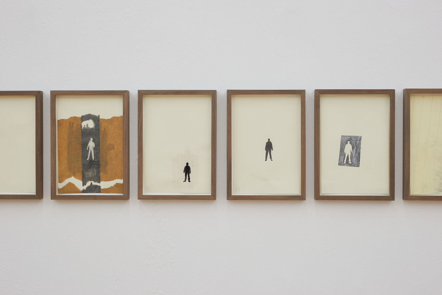 Rabih Mroué, Shade of a Man, 2017, 22 Drawings, pencil on paper 21.4 x 14 cm, Installation view Sfeir-Semler Gallery Beirut / Hamburg, Hamburg, 2023