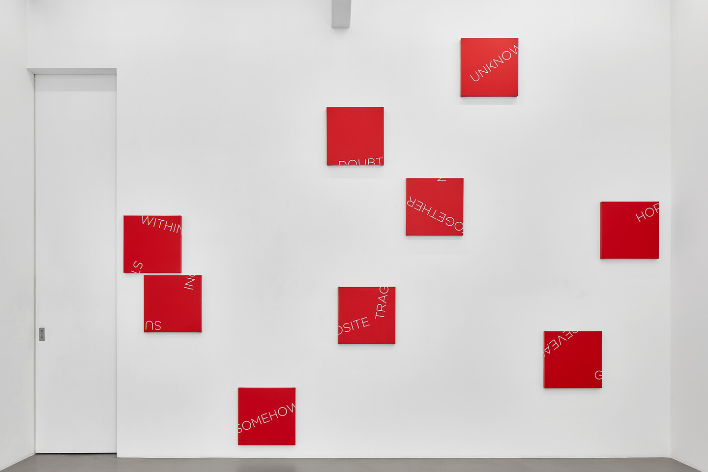 ROBERT BARRY, Changing, 2018, Acrylic on canvas, Set of 9, 51 x 51 cm each