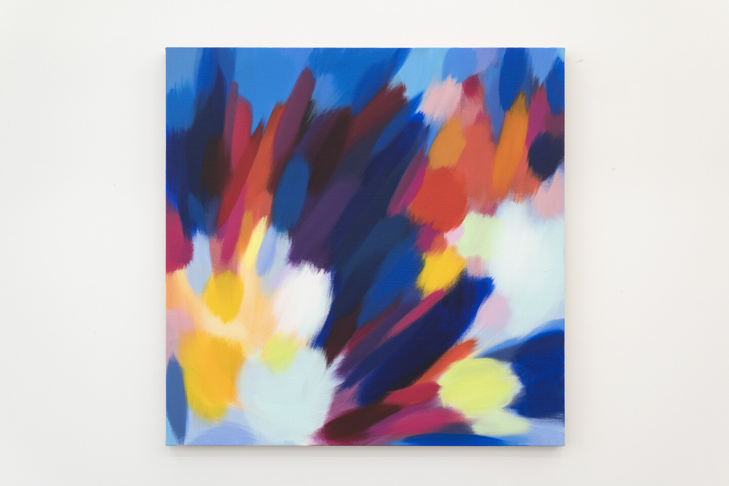 Samia Halaby, Evening Calling the Night, 2022, Acrylic on canvas, 104 x 104 cm