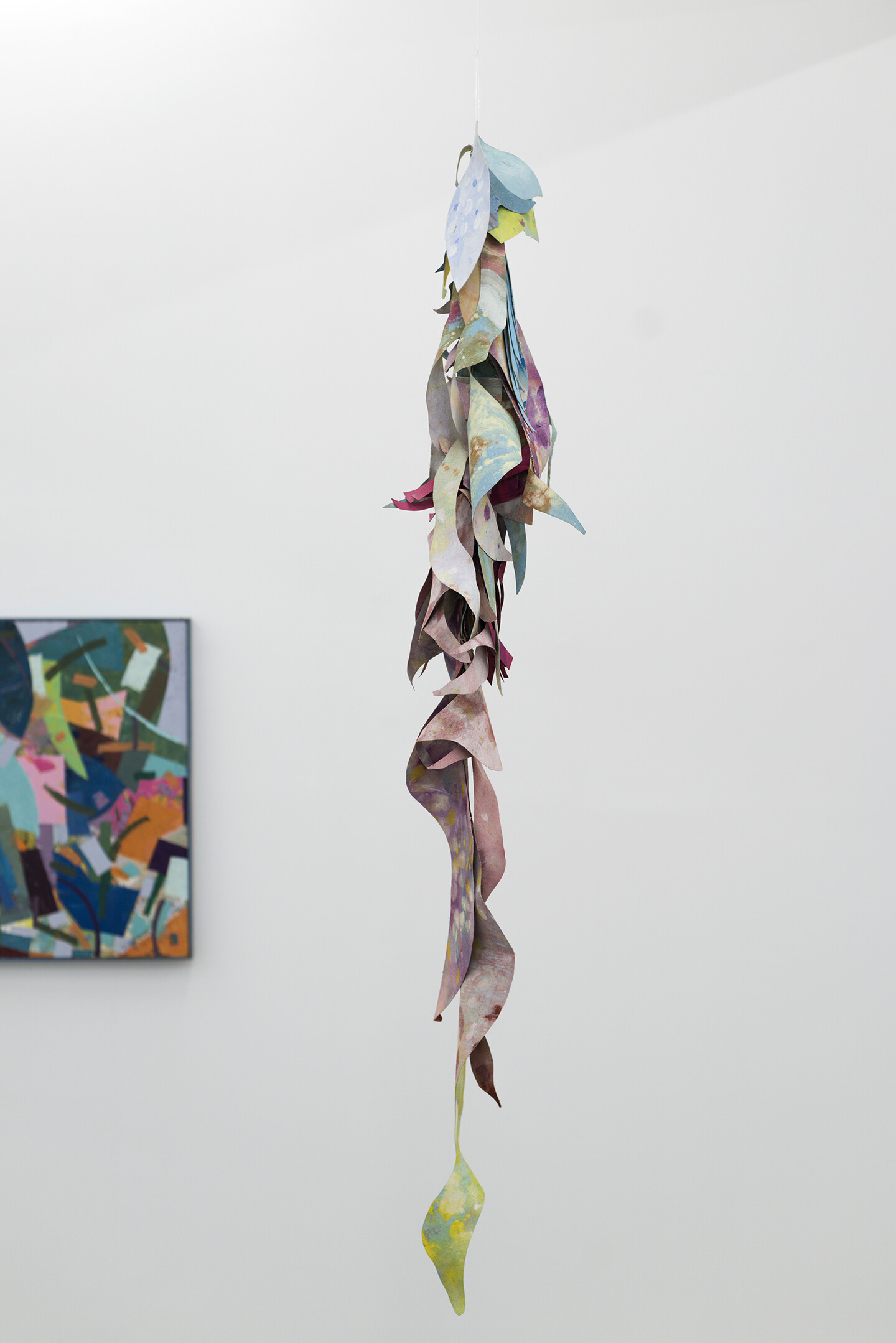 Samia Halaby, Hanging Gardens for Japan, Pink, 2012, Acrylic on linen soft sculpture, 175 x 28 x 28 cm