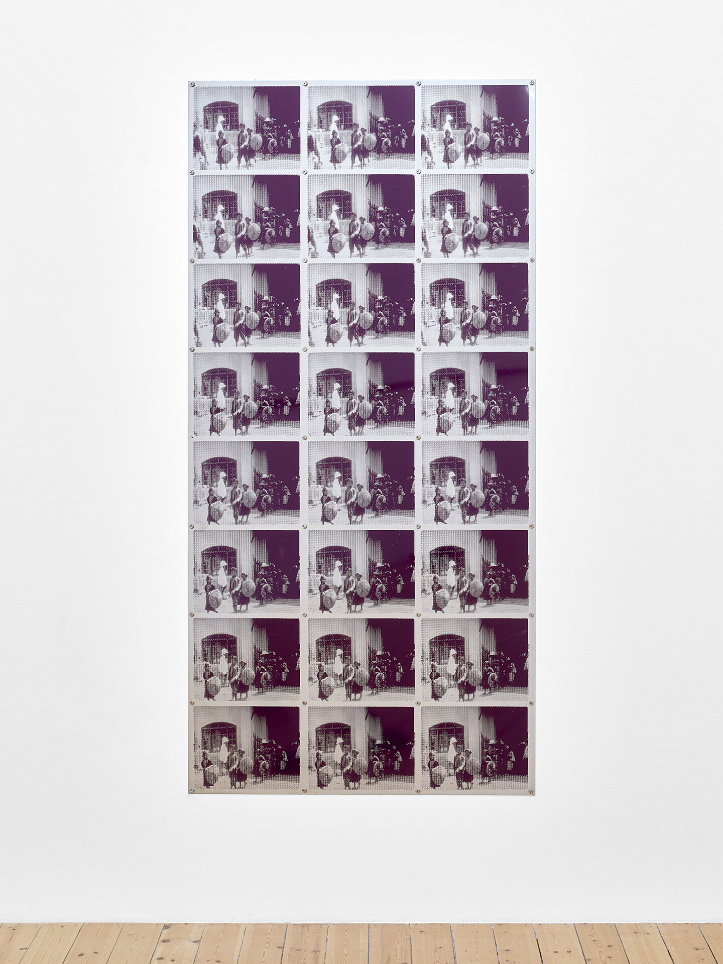 The Other Side of Love is Unsaid Regret (One), 2024, Silkscreen on aluminium, 200 x 100 cm, Courtesy the artist and Sfeir-Semler Gallery