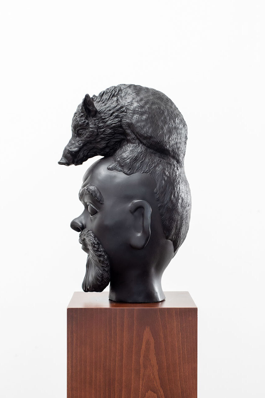 Wael Shawky, Pig head, 2023, Bronze sculpture, 57 × 35 × 28 cm