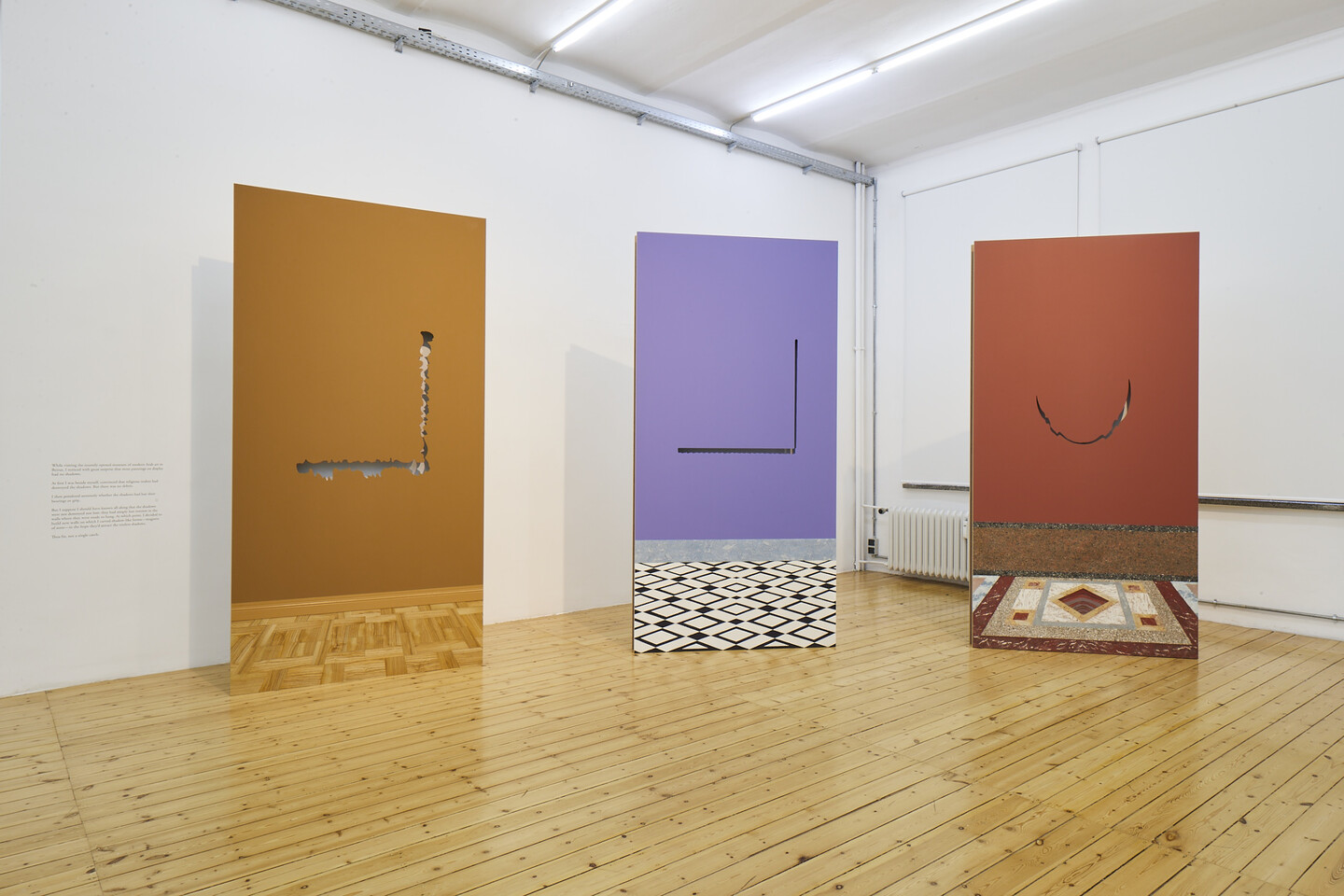 Walid Raad, Letters to the Reader, 2017, Wood, paint, 244 x 122 x 11,4 cm, Unique, Exhibition view Sfeir-Semler Gallery Hamburg 2020