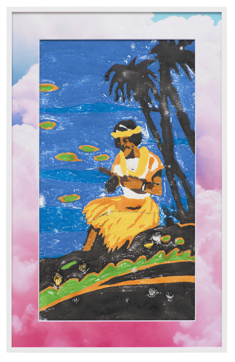 Christine Streuli, Abklatsch / Kennst Du das Land, wo die Zitronen bl&uuml;hen_01, 2017/18, Mixed Media on Paper, framed, 90 x 58 cm