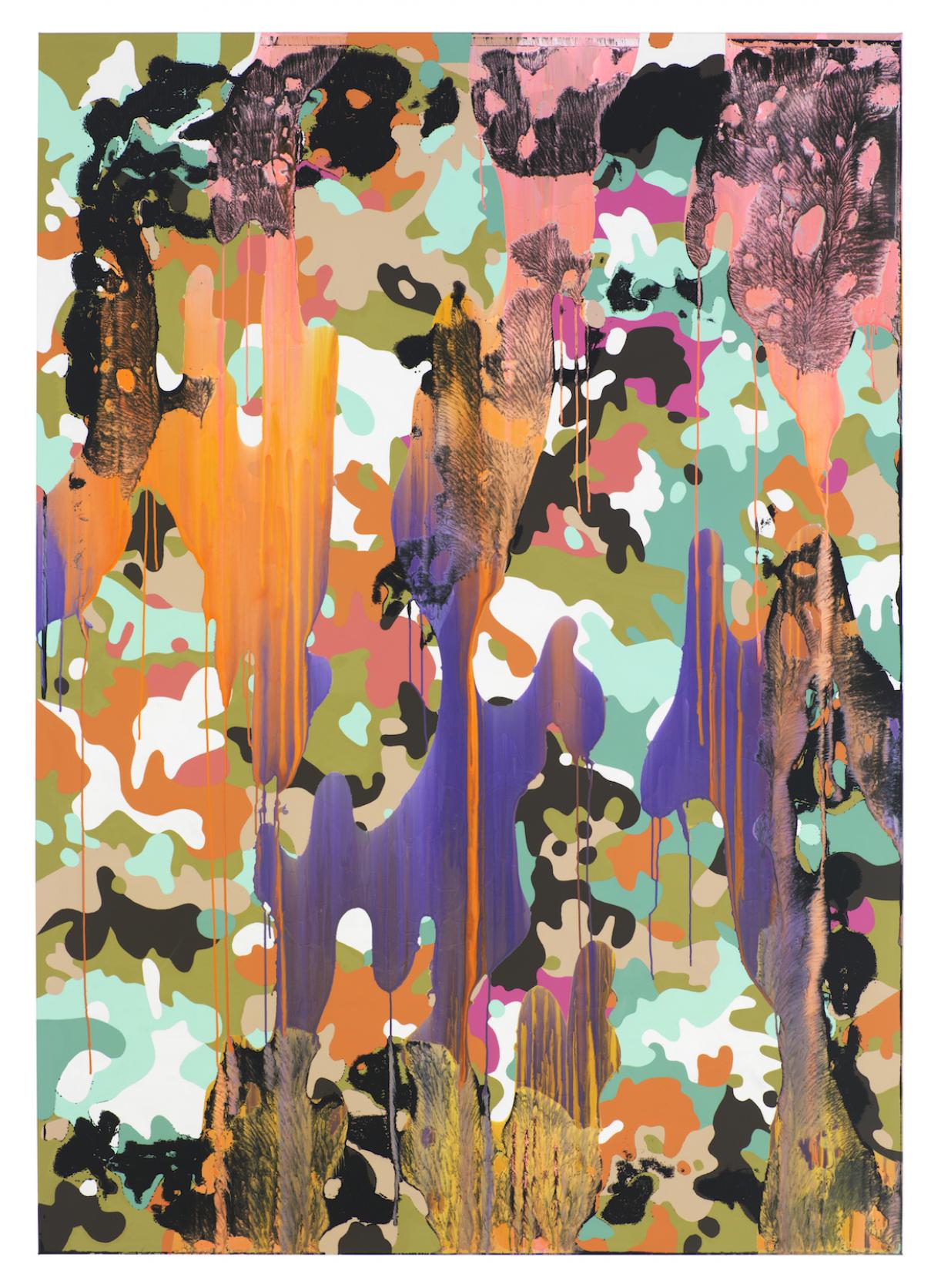 Christine Streuli, Warainting_009, 2016/17, Mixed media on canvas, 243,5 x 173 cm