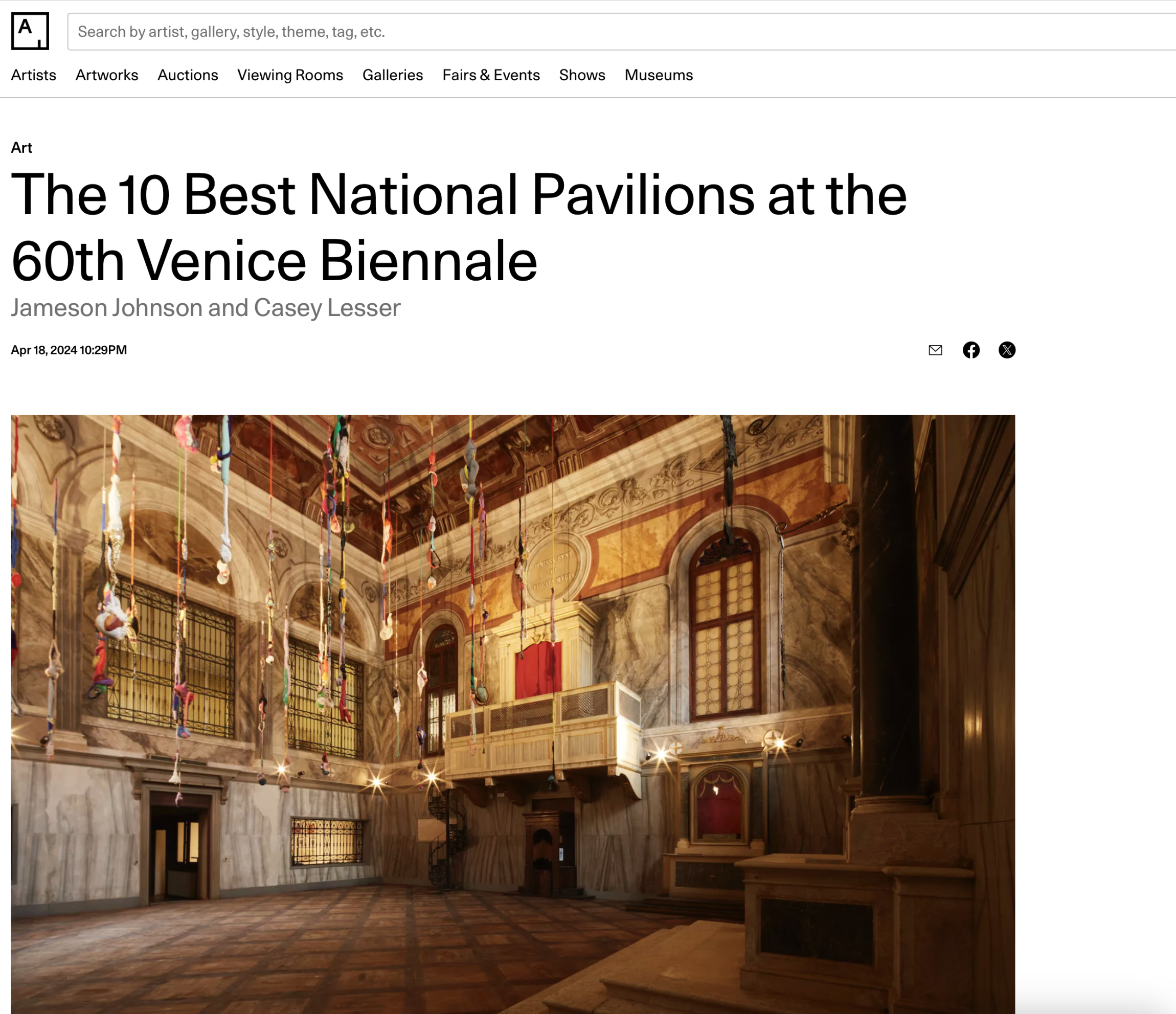 Mounira Al Solh « The 10 Best National Pavilions at the 60th Venice Biennale » | via Artsy, April 18, 2024