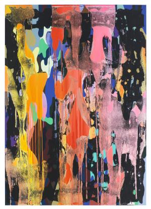 Christine Streuli, Warainting_005, 2016/17, Mixed media on canvas, 243,5 x 173 cm