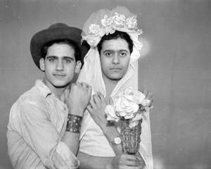 Hashem El Madani: Studio Practices, Najim (left) and Asmar (right), Studio Shehrazade, 1950s, silver print, 29 x 19 cm